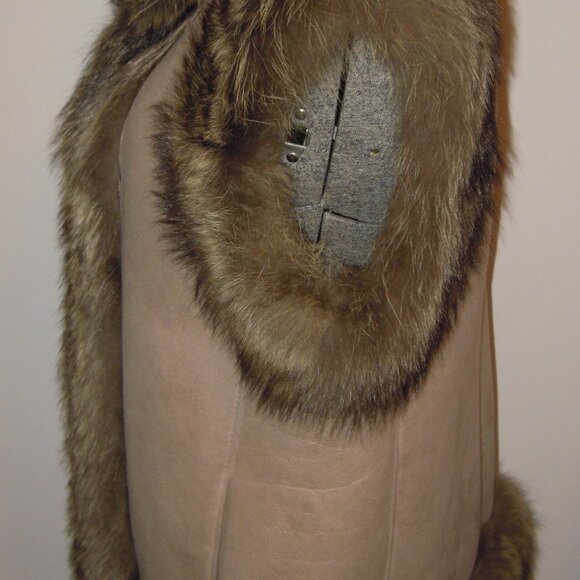 Sawyer California Sheep Shearling Coat Jacket Brown Fox Fur Leather Vest Size 12 - Picture 3 of 6